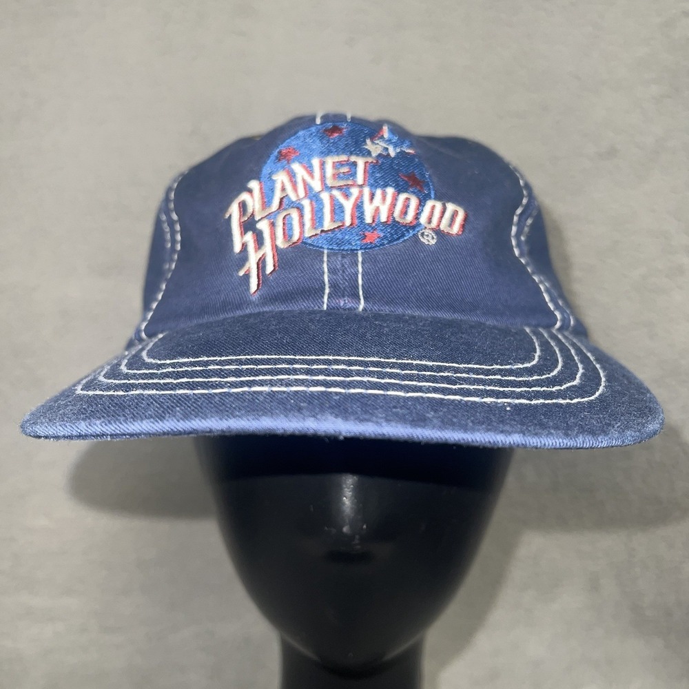 NOS Planet Hollywood 1995 Strapback Hat Unisex Blue Embroidered Baseball Cap VTG